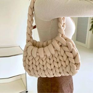 Casual Crochet Women Shoulder Bag Knitted Handbag Handmade Woven Tote Purse